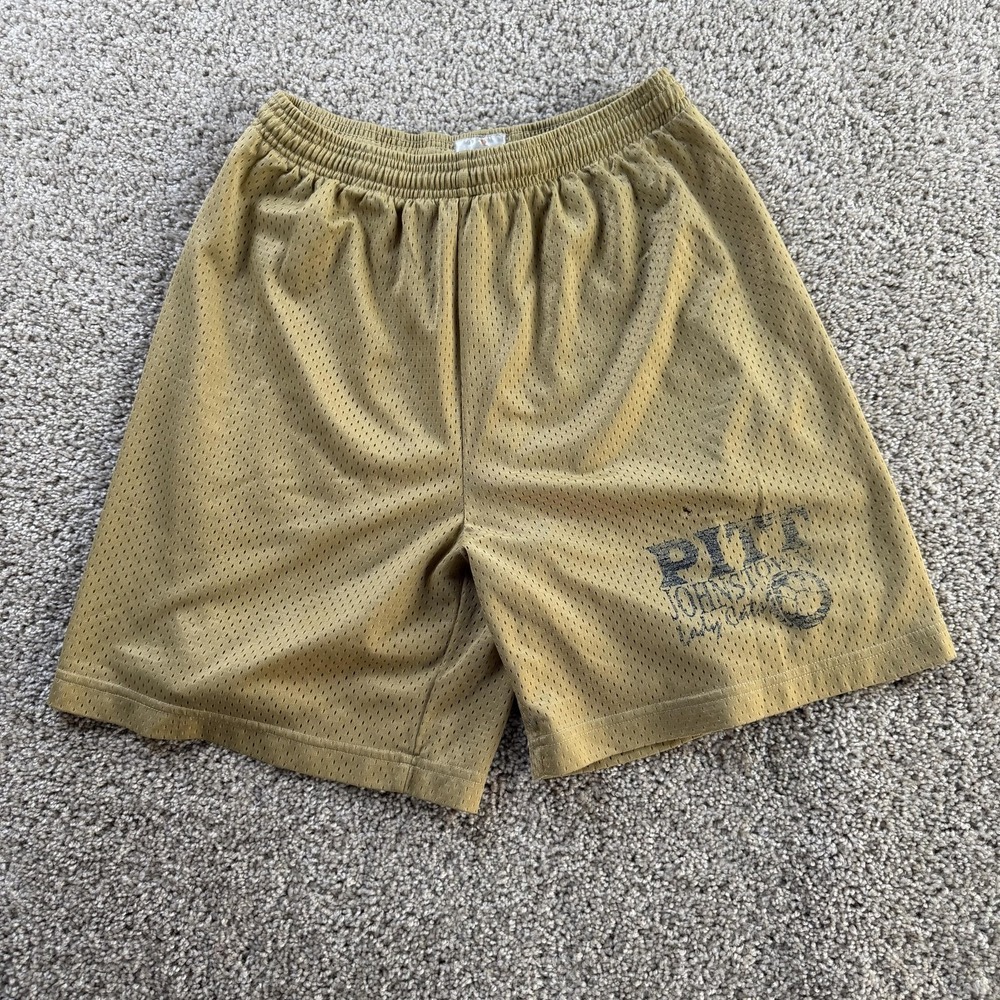 Y2K Pitt Johnstown Lady Cats Shorts Womens Small Gold NCAA Badger Mesh Gym